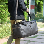 Royalton Black Leather Duffle Bag