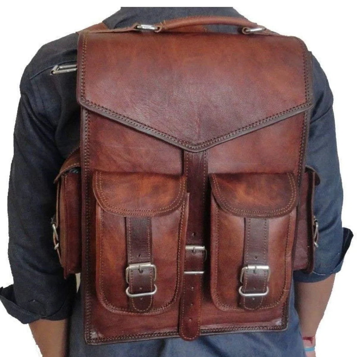 Stone – Vintage Full-Grain Leather Backpack