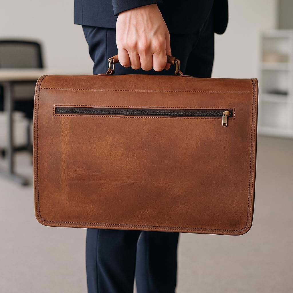 Maple – Full-Grain Buffalo Leather Laptop Briefcase Work Bag