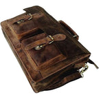 Oslo – Vintage Buffalo Leather Laptop Work Briefcase – front view
