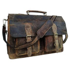 Oslo – Vintage Buffalo Leather Laptop Work Briefcase – front view