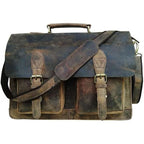 Oslo – Vintage Buffalo Leather Laptop Work Briefcase – front view