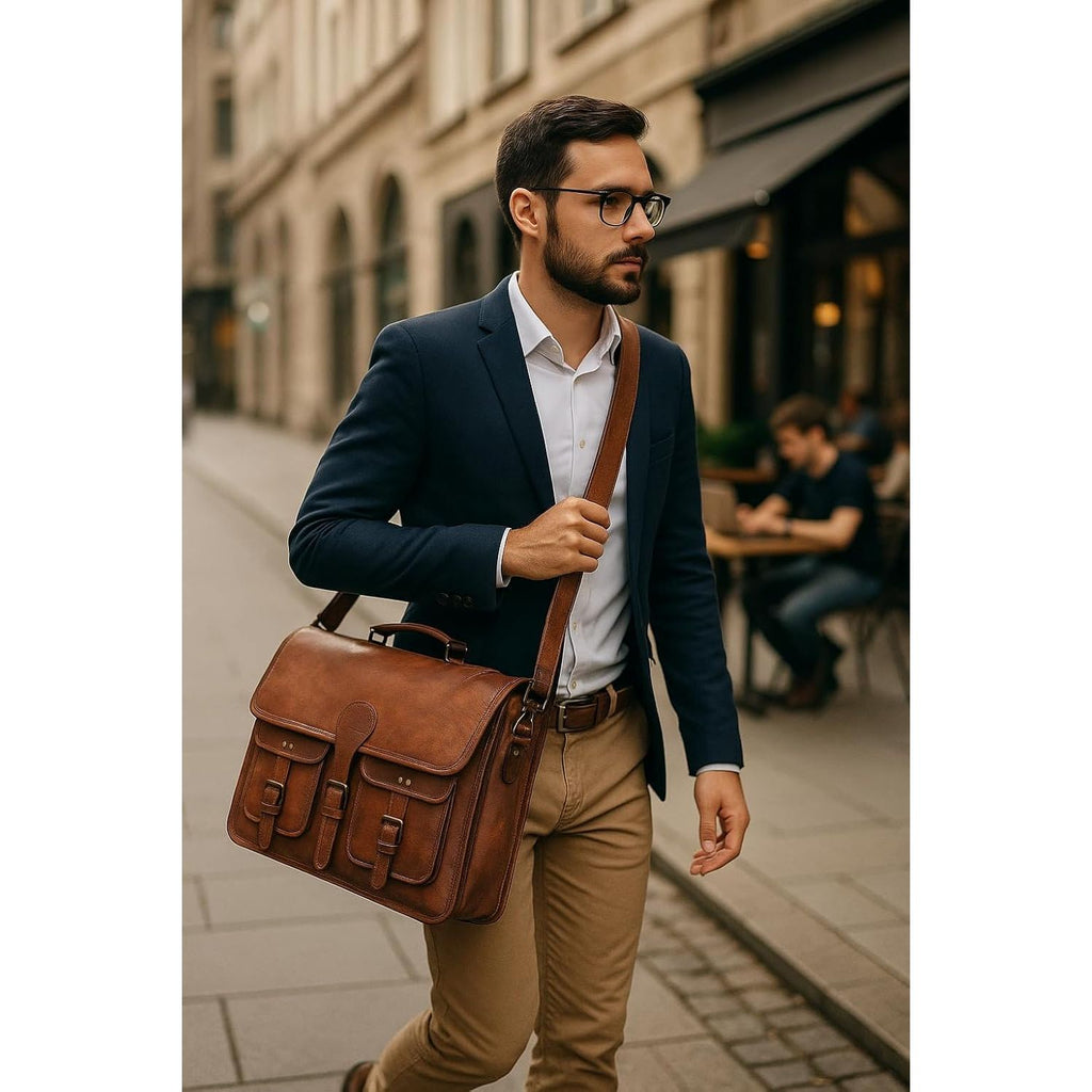 Maple – Full-Grain Buffalo Leather Laptop Briefcase Work Bag