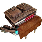 Oslo – Vintage Buffalo Leather Laptop Work Briefcase – interior view