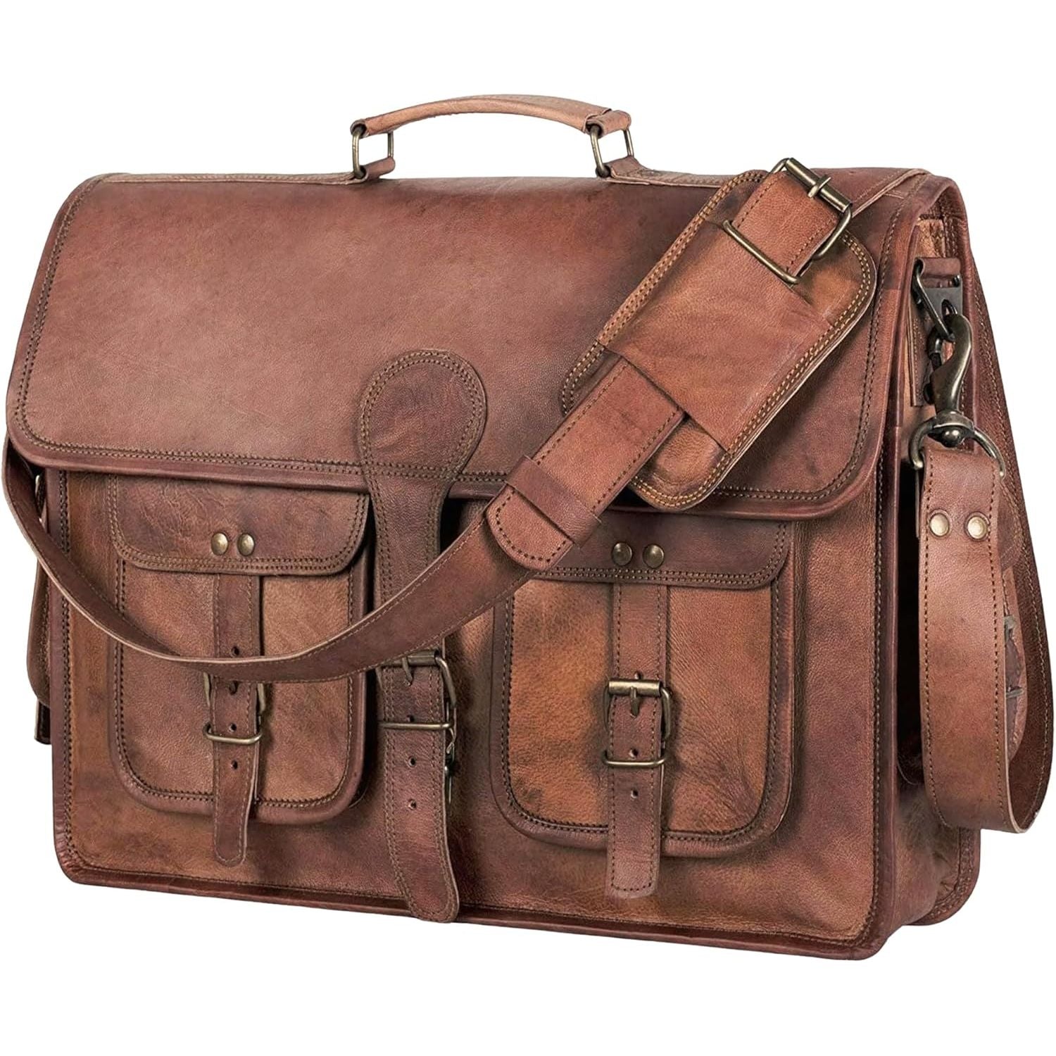 Maple – Full-Grain Buffalo Leather Laptop Briefcase Work Bag