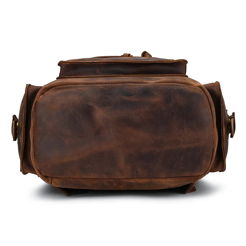 crazy horse buffalo leather backpack Vintage I Sams Brown Reinforced Stitching BX Signature Series Backpack [Crazy