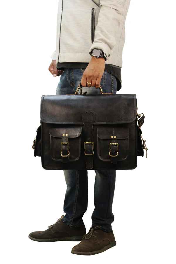 Dakota – Full-Grain Black Leather Briefcase