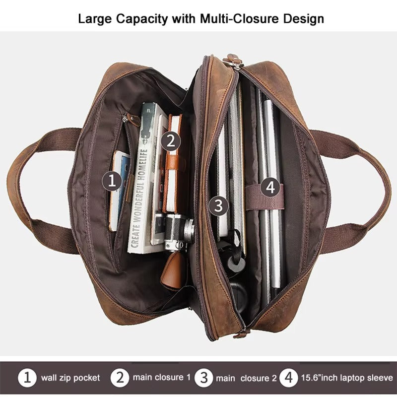 Canyon – Buffalo Leather Laptop Briefcase Office Bag