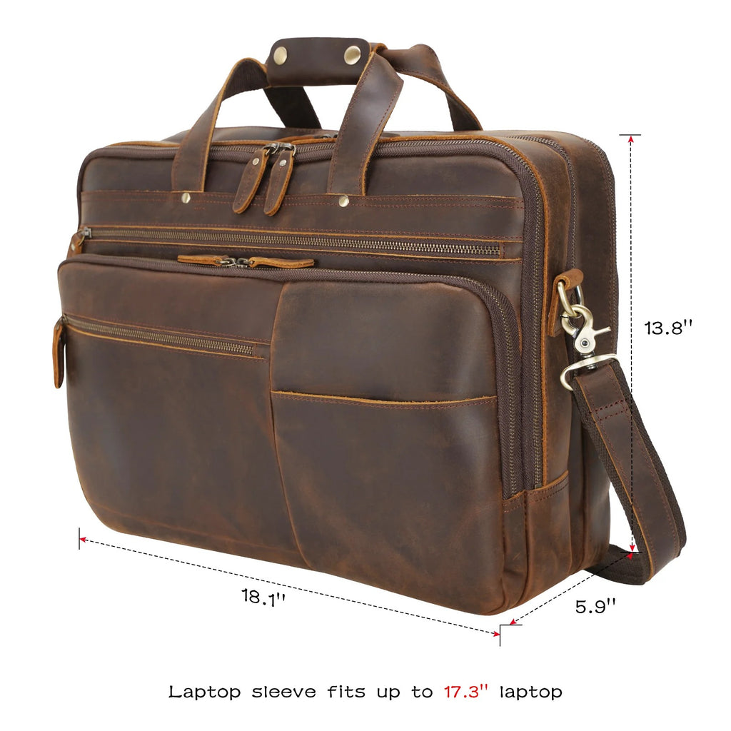 Nash – Crazy Horse Buffalo Leather Briefcase (18")