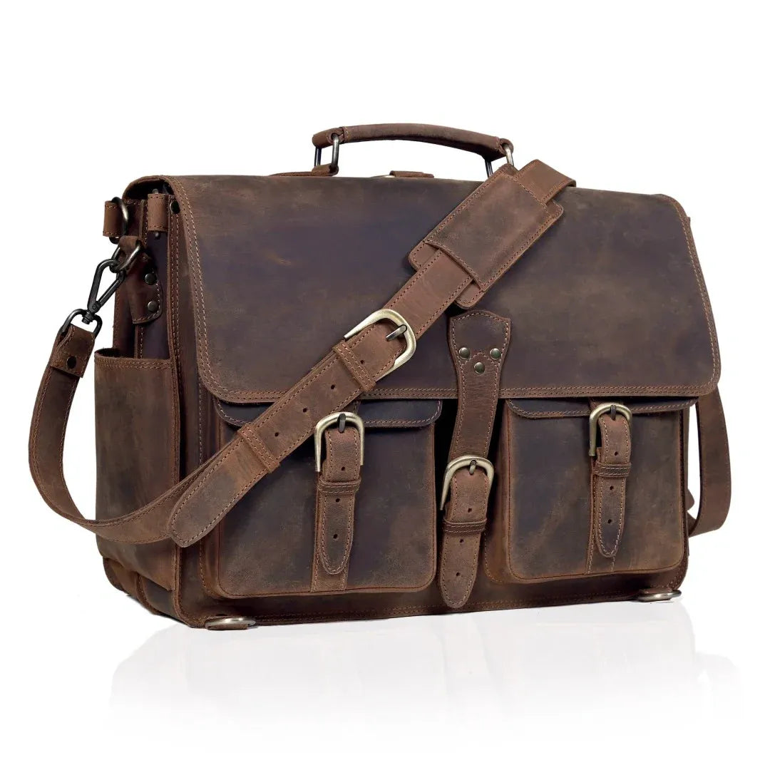 Atlas | Full-Grain Buffalo Leather Large Laptop Bag