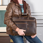 Nash – Crazy Horse Buffalo Leather Briefcase (18")