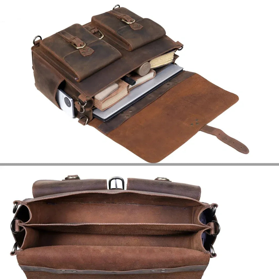 Atlas | Full-Grain Buffalo Leather Large Laptop Bag