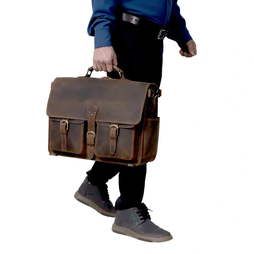 Atlas | Full-Grain Buffalo Leather Large Laptop Bag