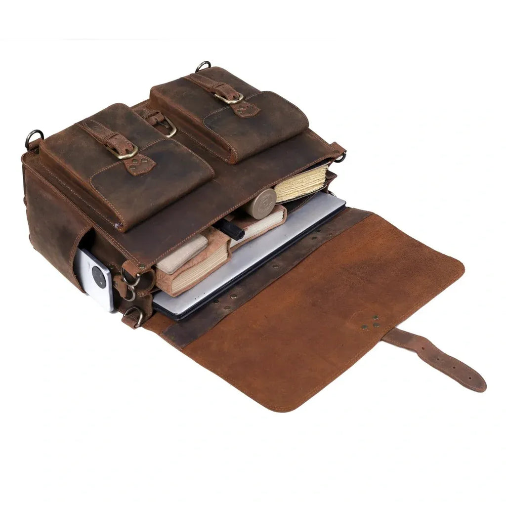 Atlas | Full-Grain Buffalo Leather Large Laptop Bag